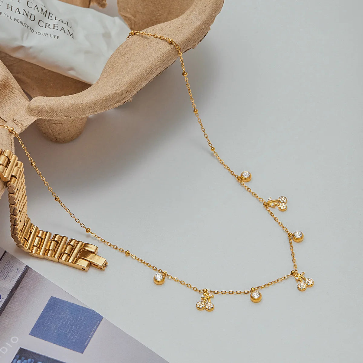 Dainty Cherry Charm Necklace - The Hen Planner