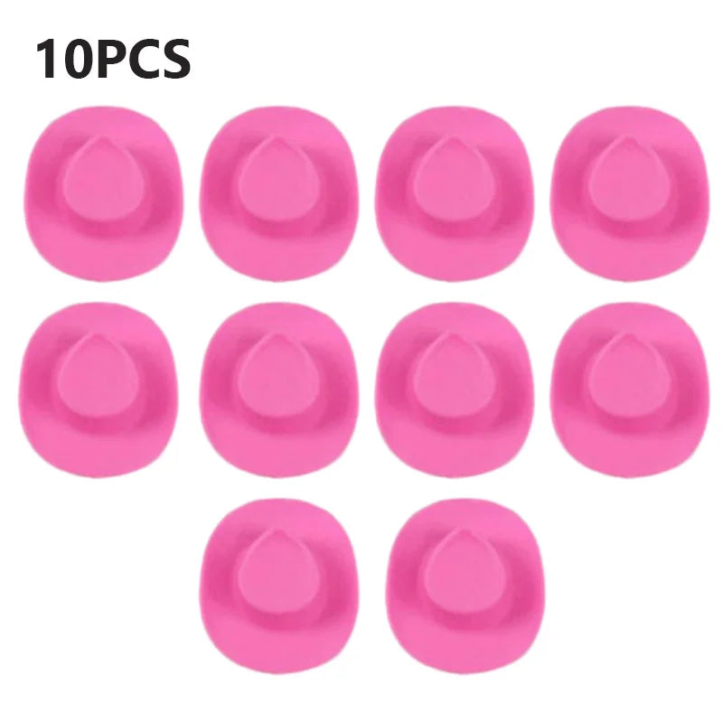 10PCS Mini Cowboy Hat Shooter Topper Disco Cowgirl Hats for Bachelorette Party Favors Bridal Party Gifts Wine Bottle Drink Tops The Hen Planner