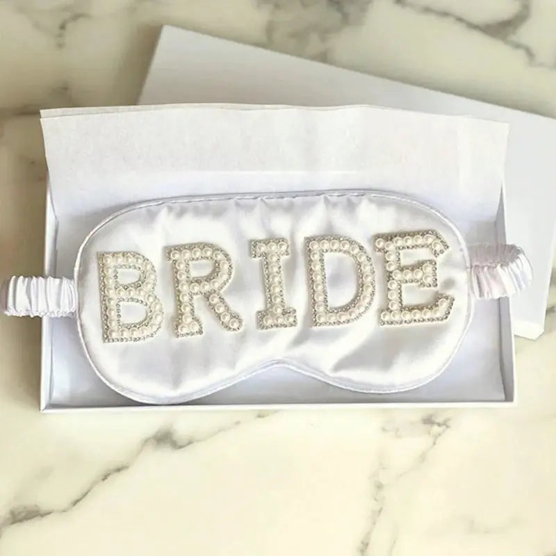 Pearl Satin Bridal Sleep Mask – Pink or White Bride & Mrs - The Hen Planner
