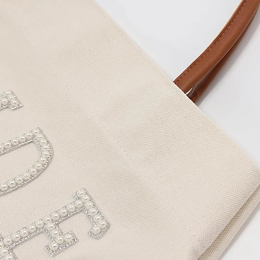 Pearl “Bride” Canvas Tote Bag