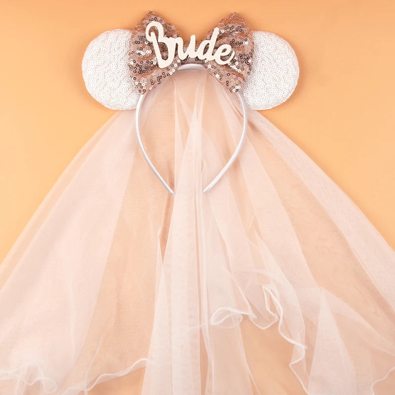 Bride Mouse Ears Headband with Veil