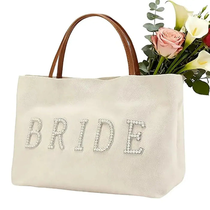 Pearl “Bride” Canvas Tote Bag - The Hen Planner