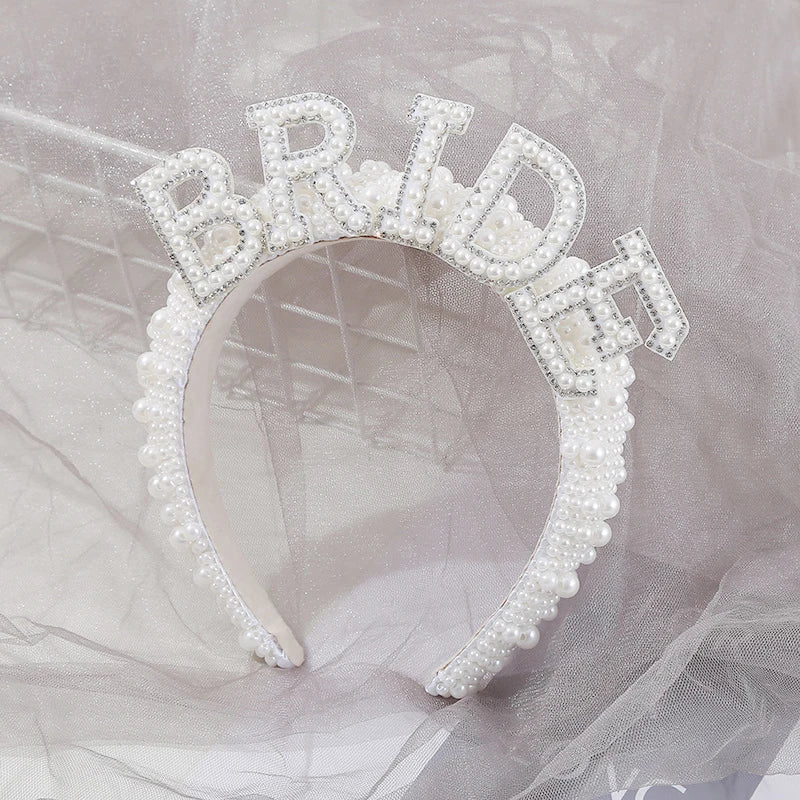 Bride to Be Veil Headband with Pearl Detail (2 Styles)