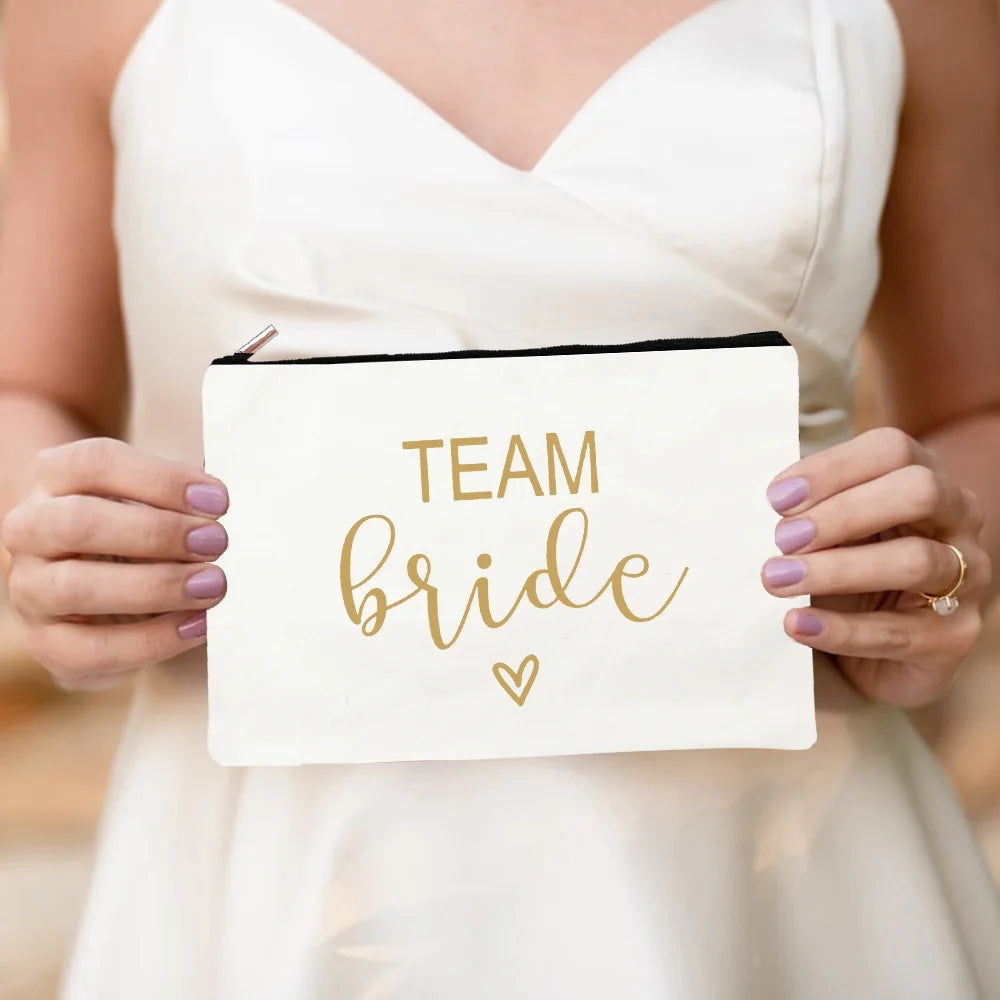 Bride & Team Bride Makeup Bag – Lightweight Hen Party Cosmetic Pouch