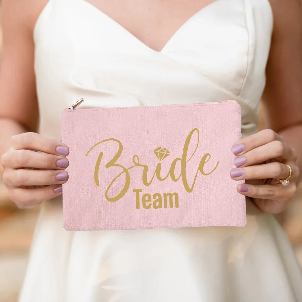 Bride & Team Bride Makeup Bag – Lightweight Hen Party Cosmetic Pouch