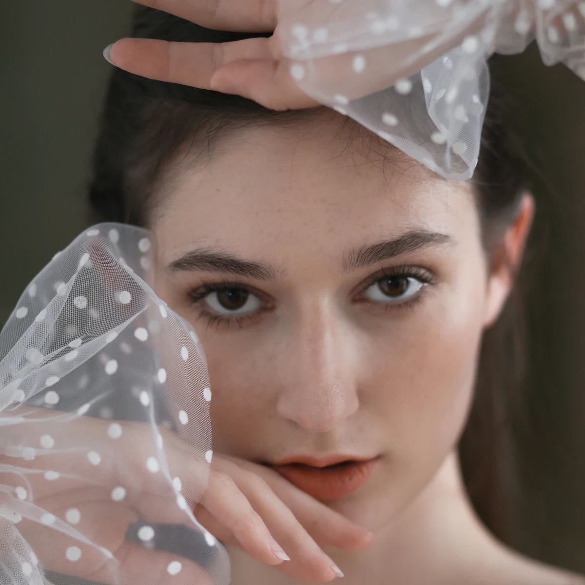 Polka Dot Tulle Opera Bridal Gloves