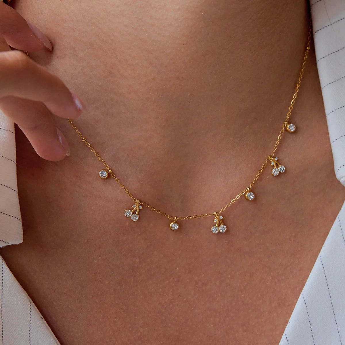 Dainty Cherry Charm Necklace - The Hen Planner
