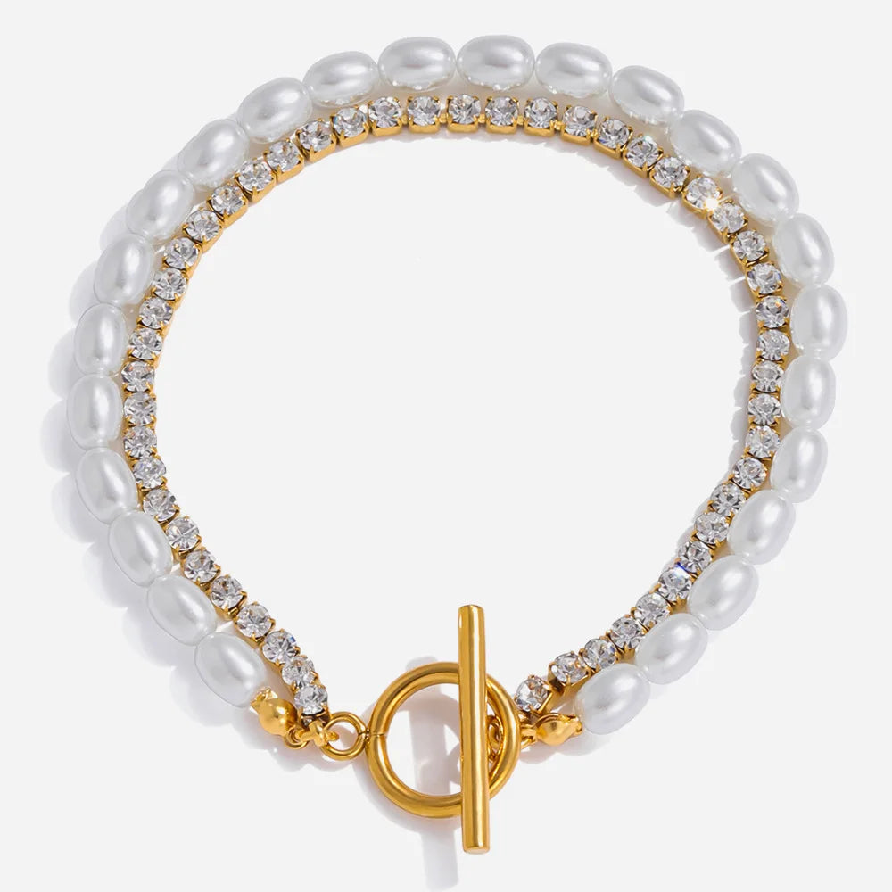 Dainty Pearl Toggle Bracelet - The Hen Planner