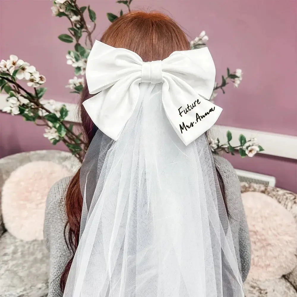 Personalized Future Mrs Bride Bow Veil Custom Name Hen Party Bridal Bow Future Mrs Veil Bachelorette Wedding Decor Bride To Be The Hen Planner
