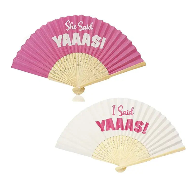 1pcs Silk fan she said yaaas summer beach pool wedding Bachelorette hen Party Bridal Shower Honeymoon Trip decoration bride The Hen Planner