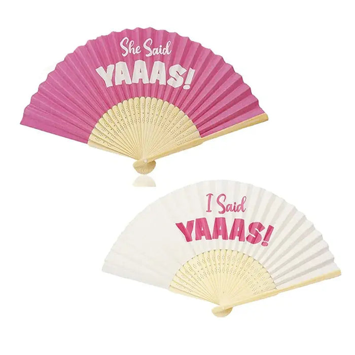 1pcs Silk fan she said yaaas summer beach pool wedding Bachelorette hen Party Bridal Shower Honeymoon Trip decoration bride The Hen Planner