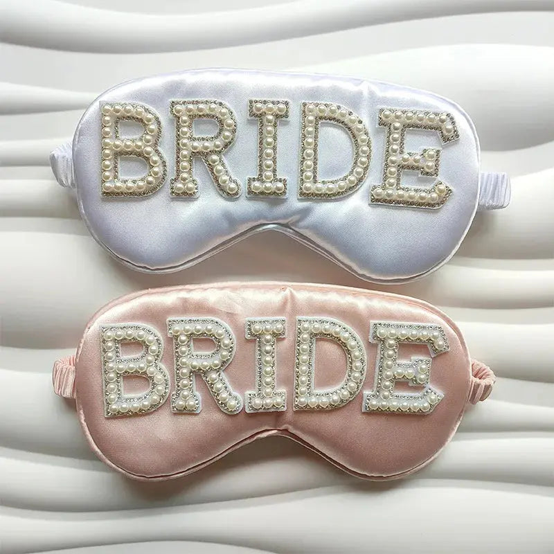 Pearl Satin Bridal Sleep Mask – Pink or White Bride & Mrs - The Hen Planner