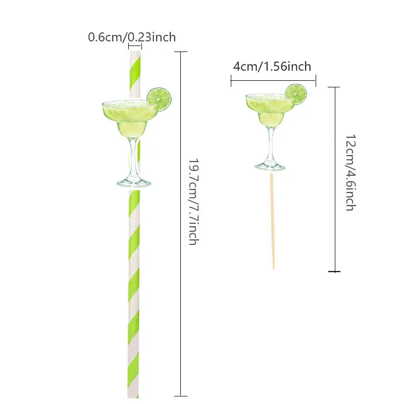 Margs & Matrimony Lime Cocktail Straws