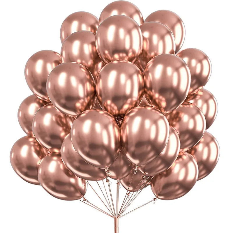 Rose Gold Chrome Latex Balloons – 30 Pack Party Balloons