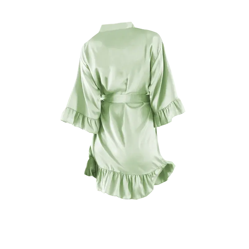 Personalized Bridesmaid Robes with a Ruffled Bridal Shower Dressing Gown Unique Wedding Day Robe For Bride Custom Ruffle Kimonos The Hen Planner