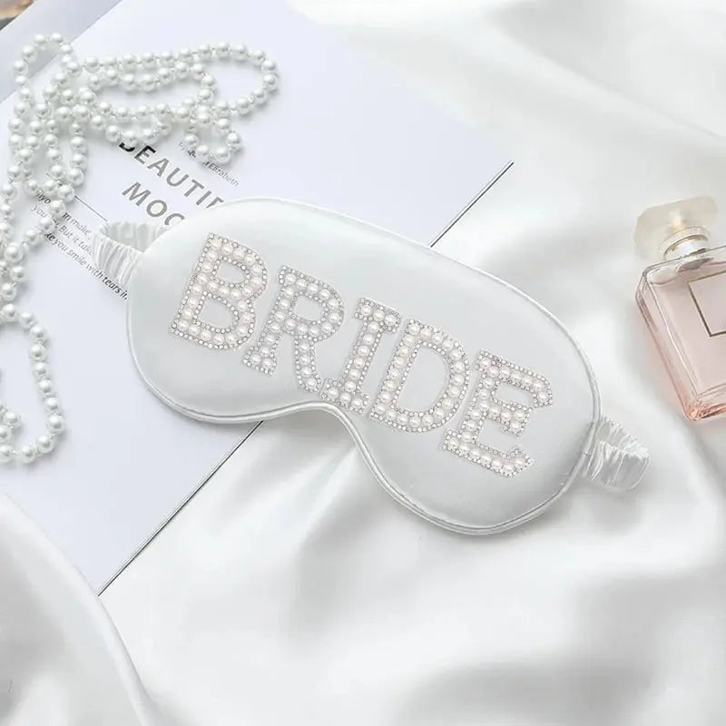 Pearl Satin Bridal Sleep Mask – Pink or White Bride & Mrs - The Hen Planner
