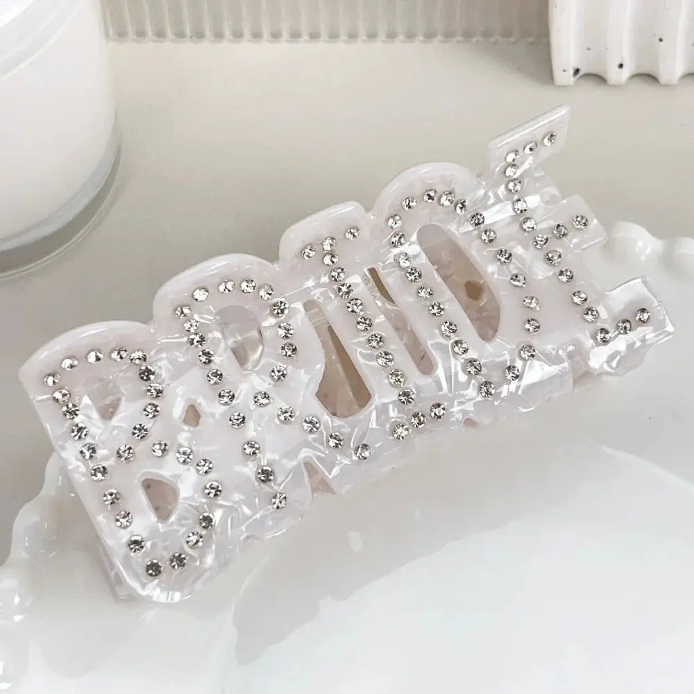 DuoShang Sweet Rhinestone Pearl Letters Hair Claw Large Acrylic Claw Clips Trendy Hair Clips Hair Accessories for Women Girls The Hen Planner
