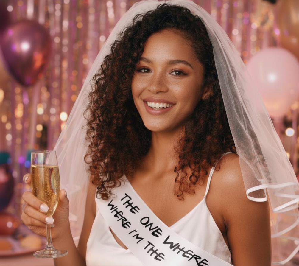 “The One Where I’m The Bride” Veil & Sash Set
