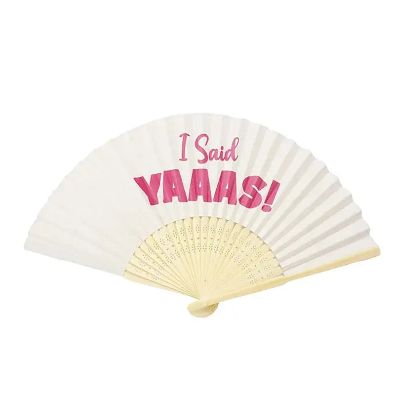 1pcs Silk fan she said yaaas summer beach pool wedding Bachelorette hen Party Bridal Shower Honeymoon Trip decoration bride The Hen Planner