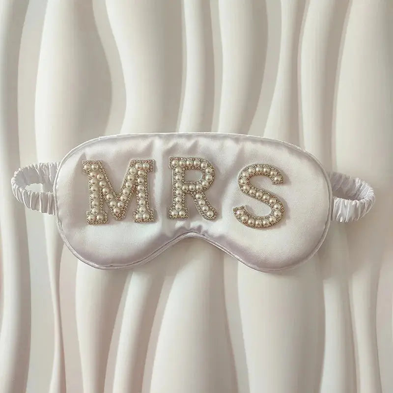 Pearl Satin Bridal Sleep Mask – Pink or White Bride & Mrs - The Hen Planner