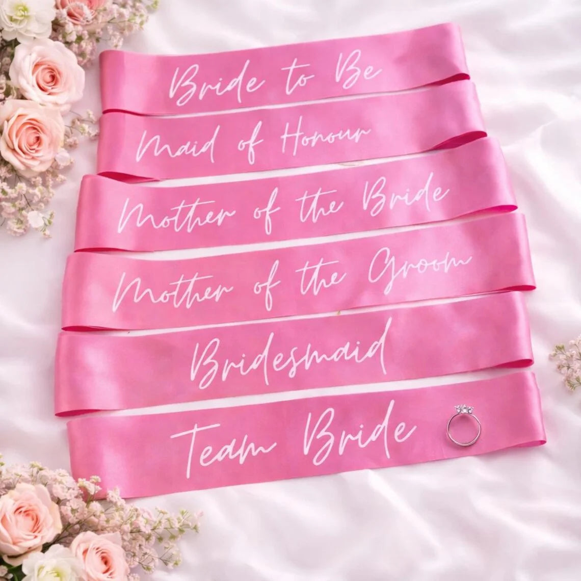 Team Bride Bachelorette Party Sash Pink White Hens Party Sash Bridesmaid Gift For Bridal Squad Bachelorette Party Accessory The Hen Planner