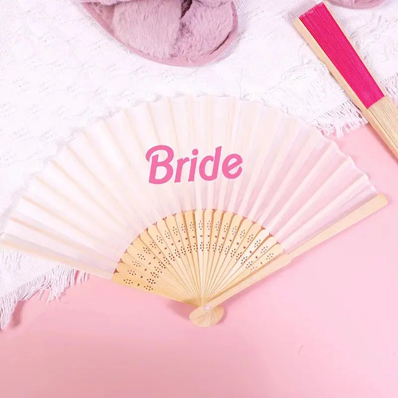 Hot pink Bride babe hand fan summer Pool Beach Bach weekend girls trip bachelorette party Bridal Shower wedding Bridesmaid Gift The Hen Planner