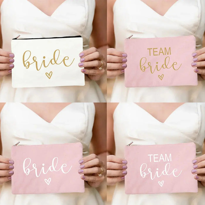 Bride & Team Bride Makeup Bag – Lightweight Hen Party Cosmetic Pouch - The Hen Planner