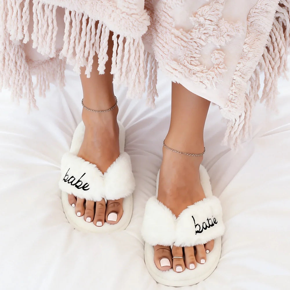 Bride Fur Soft Slippers  Non Slip Bachelorette Bridesmaid Gift Wedding Decor Party Supplies Bride Tribe Sleepover Essentials The Hen Planner