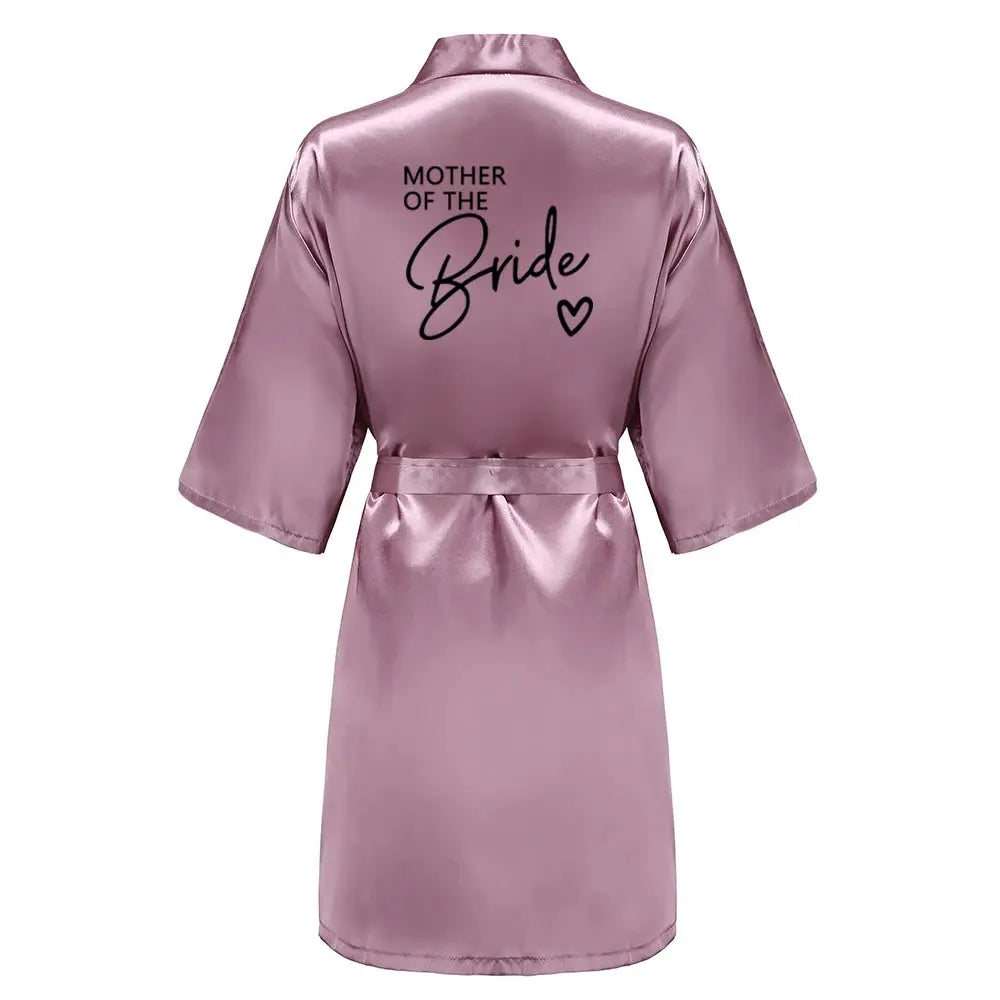 Wedding Party Team Bride Robe With Black Letters Kimono Satin Pajamas Bridesmaid Bathrobe SP003 The Hen Planner