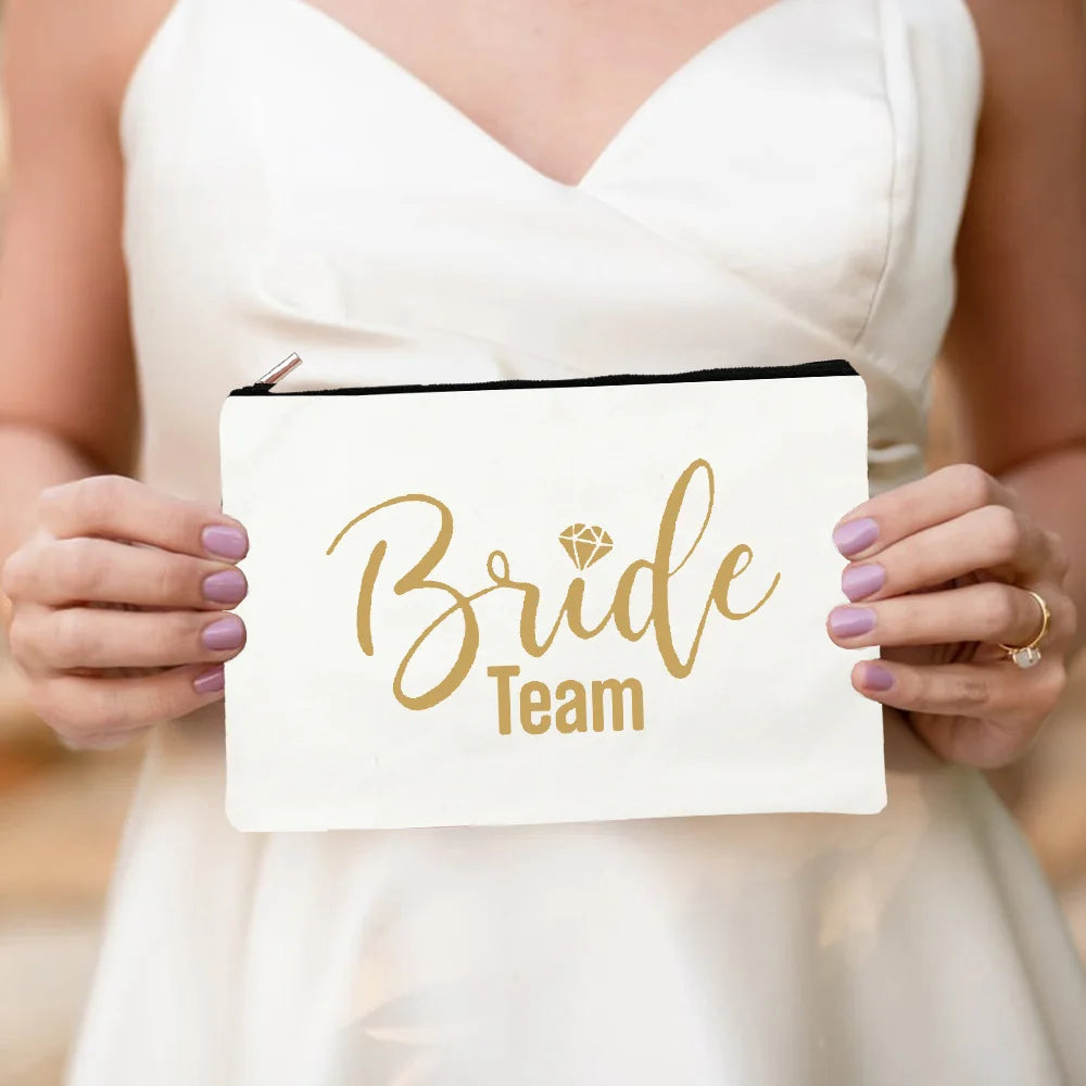Bride & Team Bride Makeup Bag – Lightweight Hen Party Cosmetic Pouch