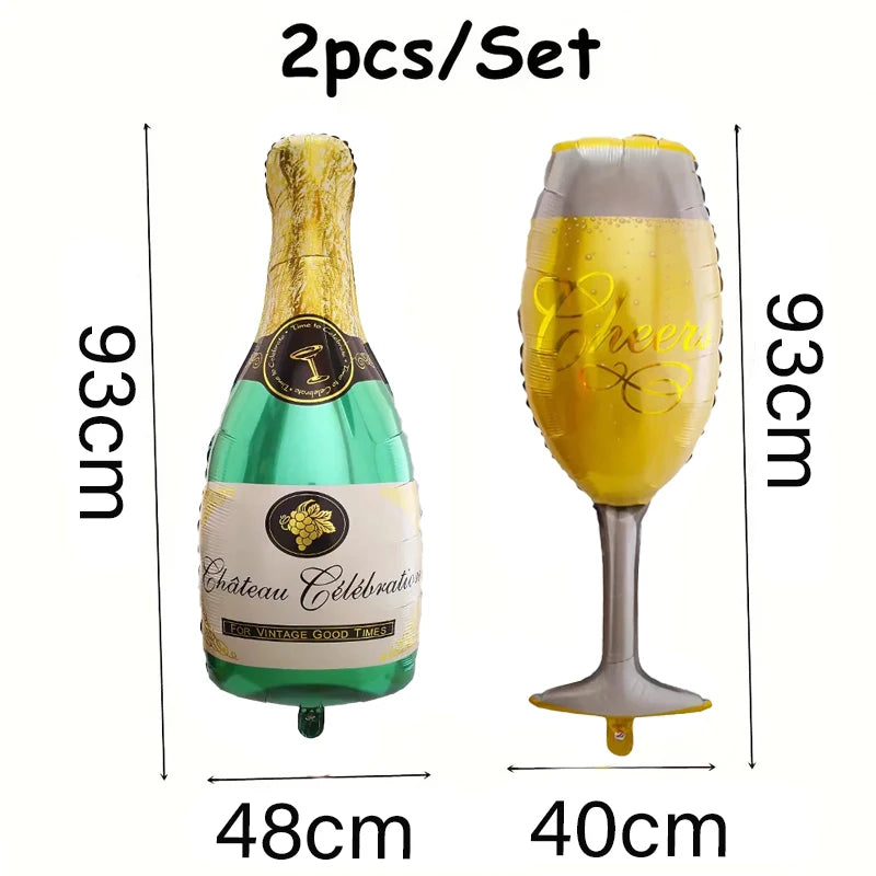 Champagne Bottle & Glass Foil Balloons