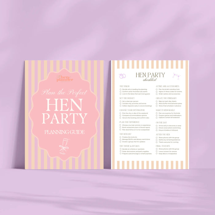 Hen Weekend Planning Guide Planner, Checklist, Budget, Itinerary & Guest List - The Hen Planner