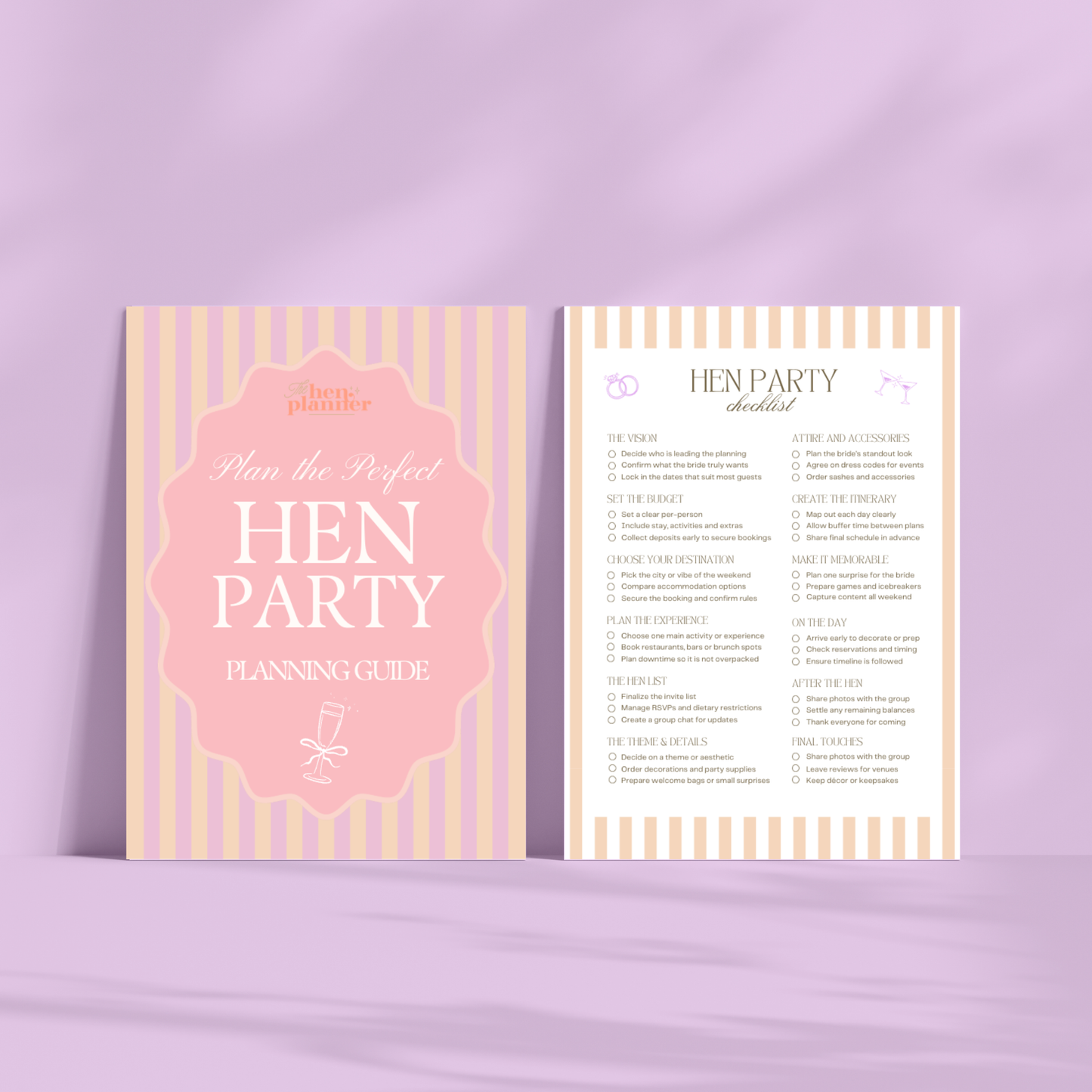 Hen Weekend Planning Guide Planner, Checklist, Budget, Itinerary & Guest List