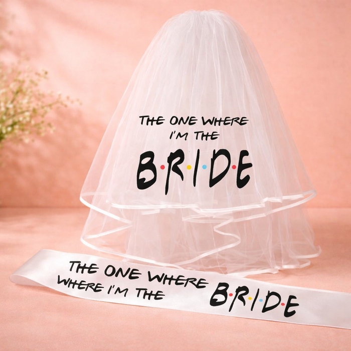 “The One Where I’m The Bride” Veil & Sash Set - The Hen Planner