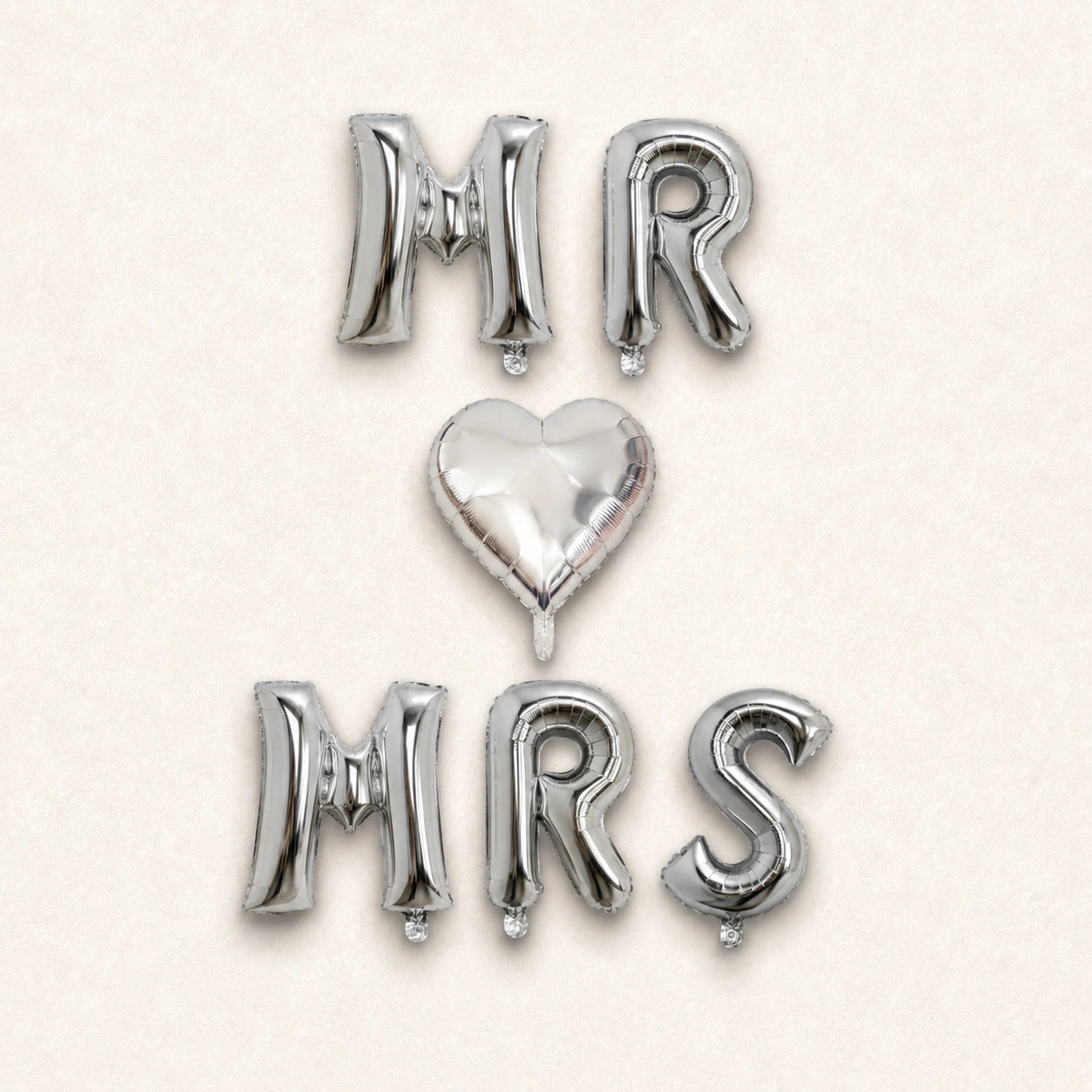 MR & MRS Heart Balloon Set | Gold, Rose Gold & Silver