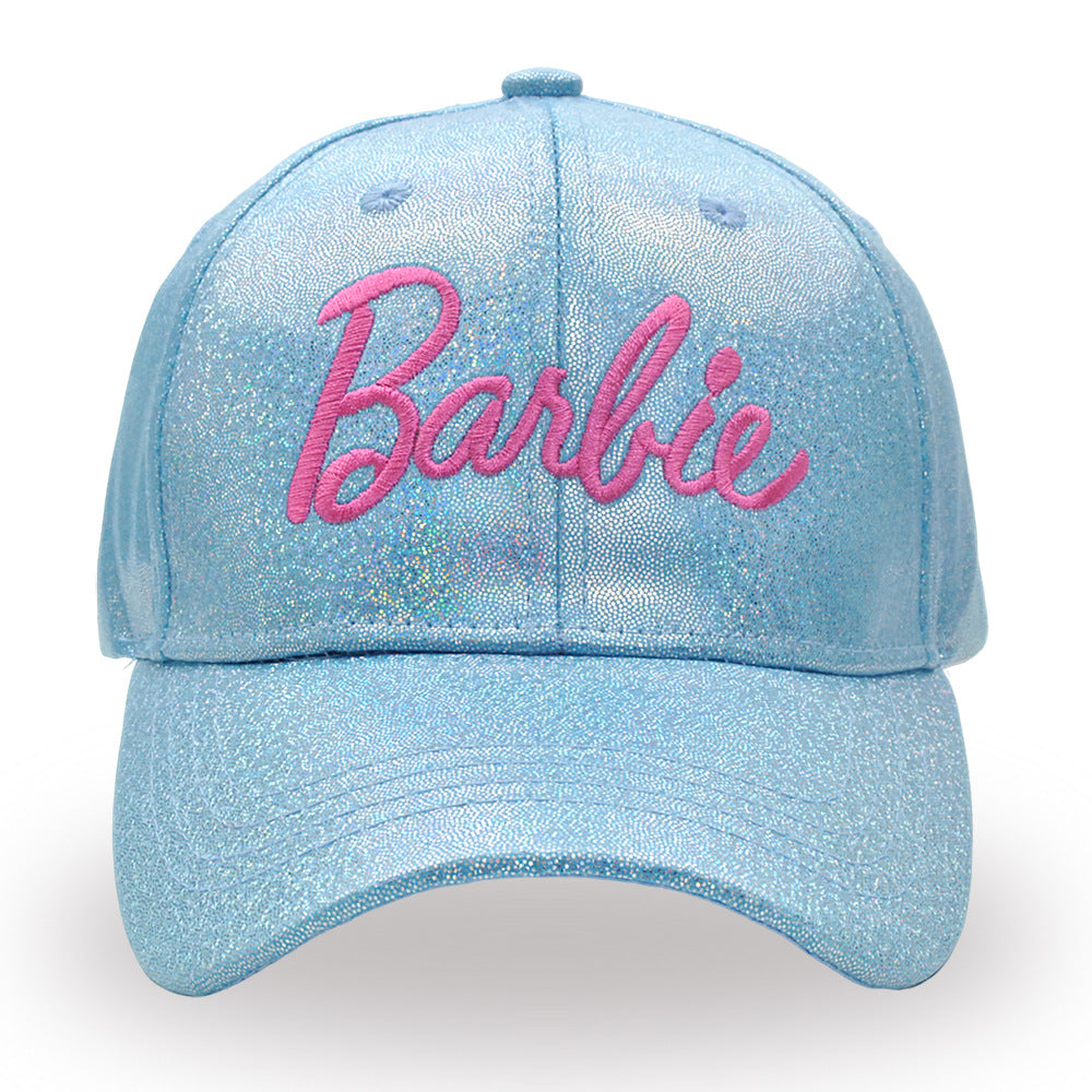Light blue cap with 'Barbie' text on a white background