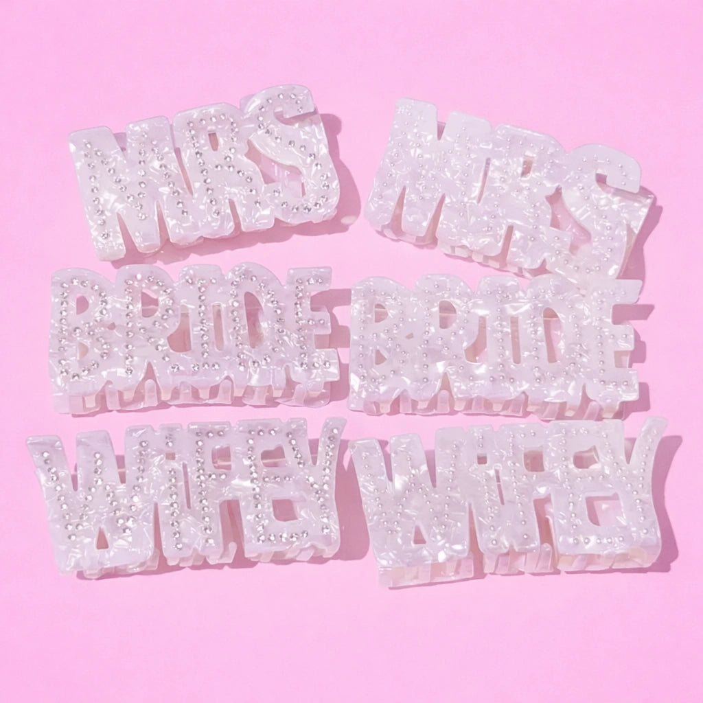 Pearl Letter Hair Claw Clip | Bride, Mrs & Wifey Hair Clip