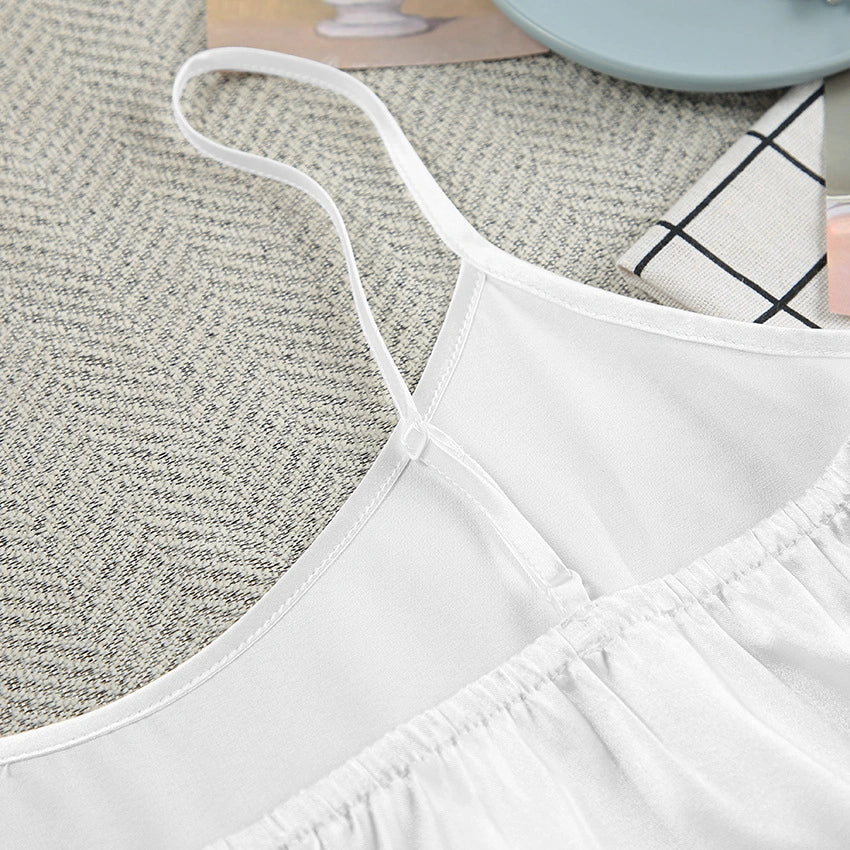 Silk-feel Feather Sleep Robe And Camisole Nightgown Two-piece Set