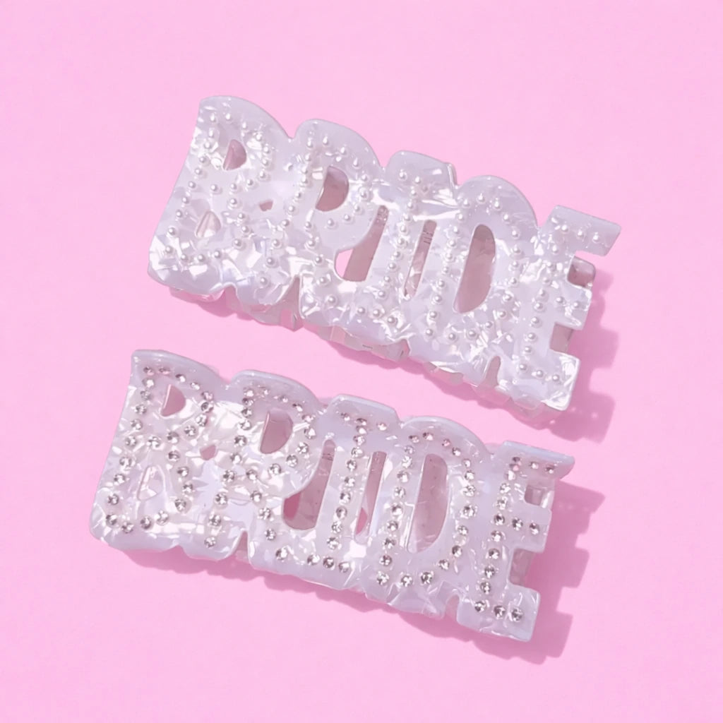 Pearl Letter Hair Claw Clip | Bride, Mrs & Wifey Hair Clip