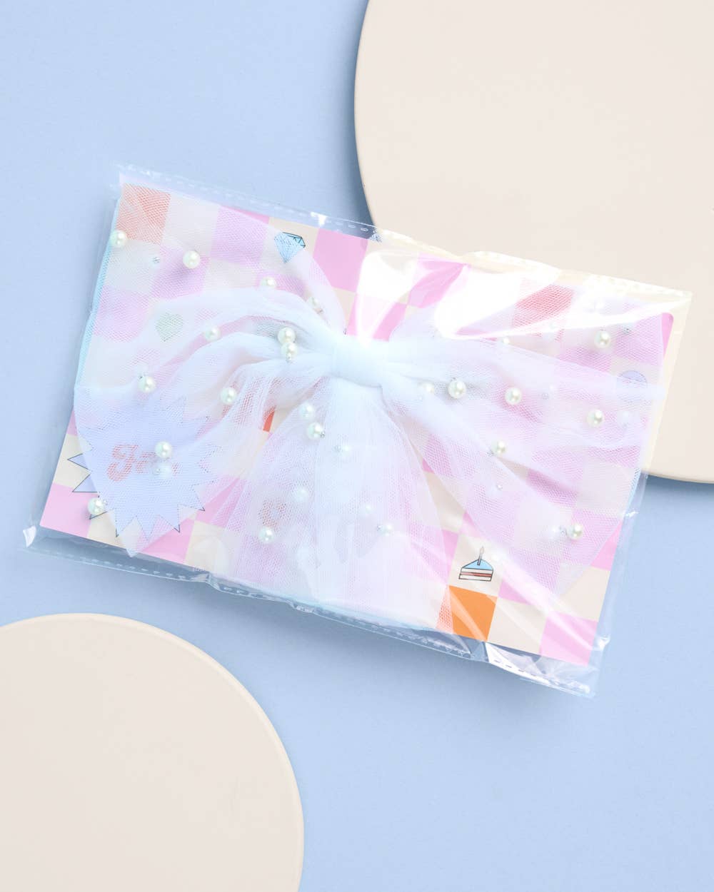 Bride to be pearl hair bow in iridescent gift packaging