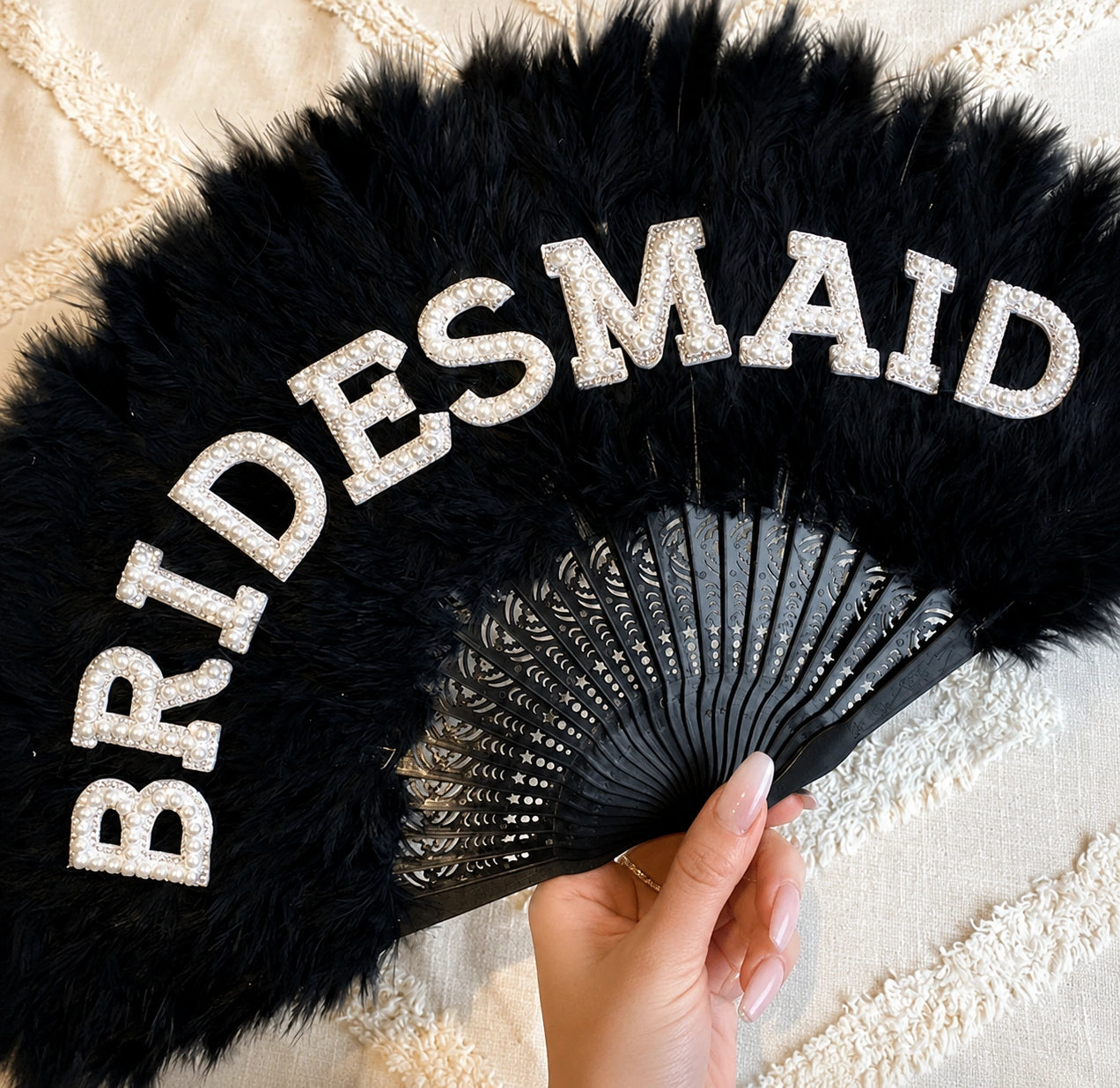 Black Feather Bridesmaid & Maid of Honour Fan