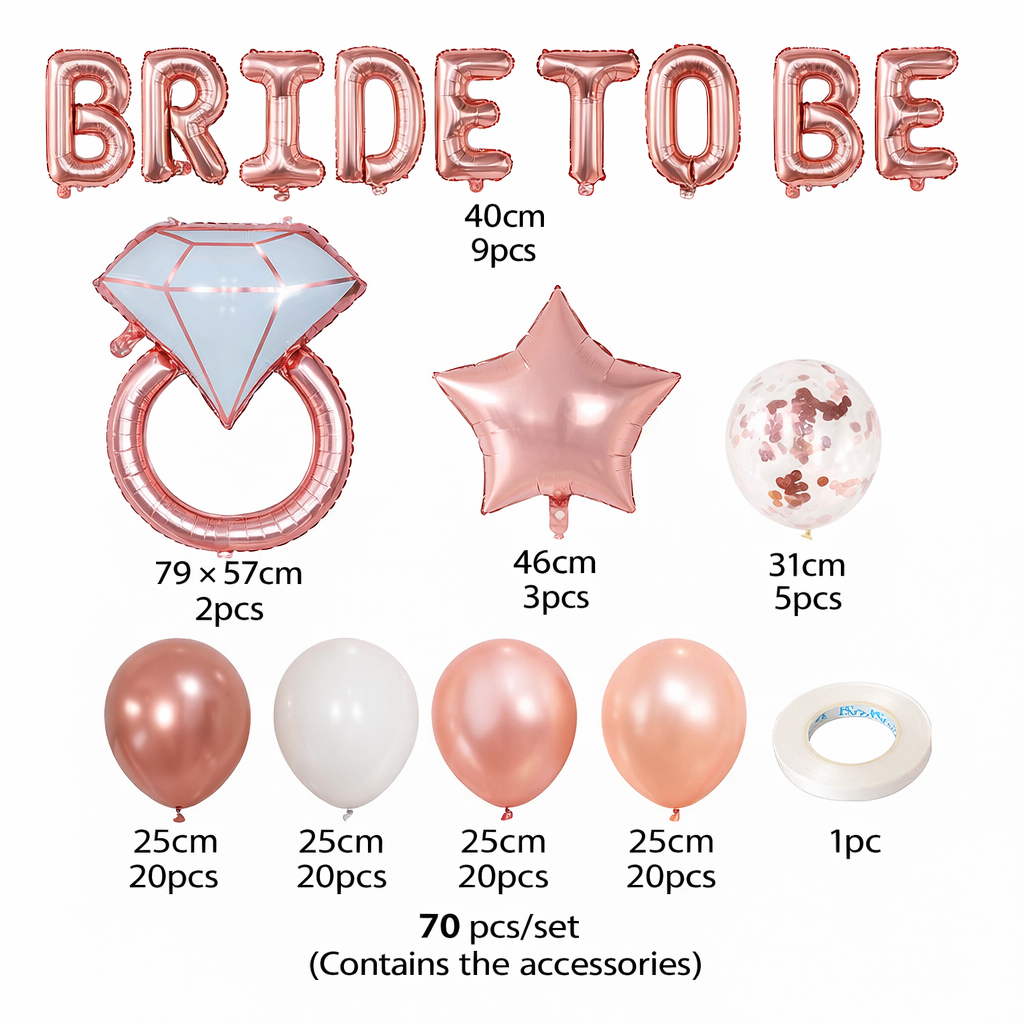 Bride to Be Balloon Set – Rose Gold Set