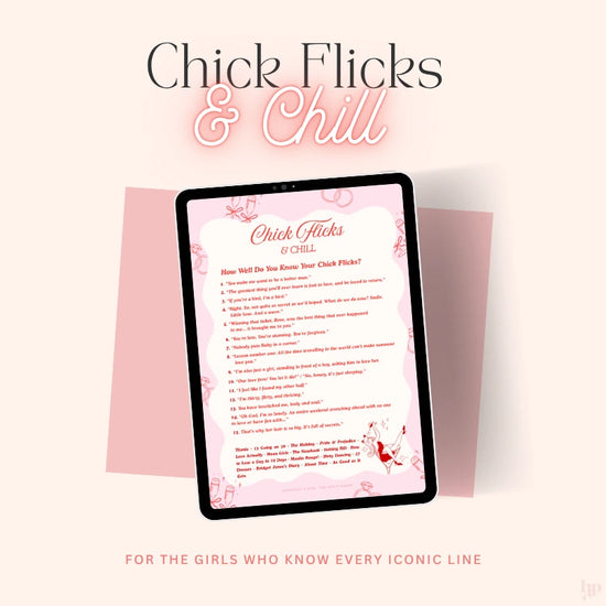 Chick Flicks and Chill printable hen party quiz