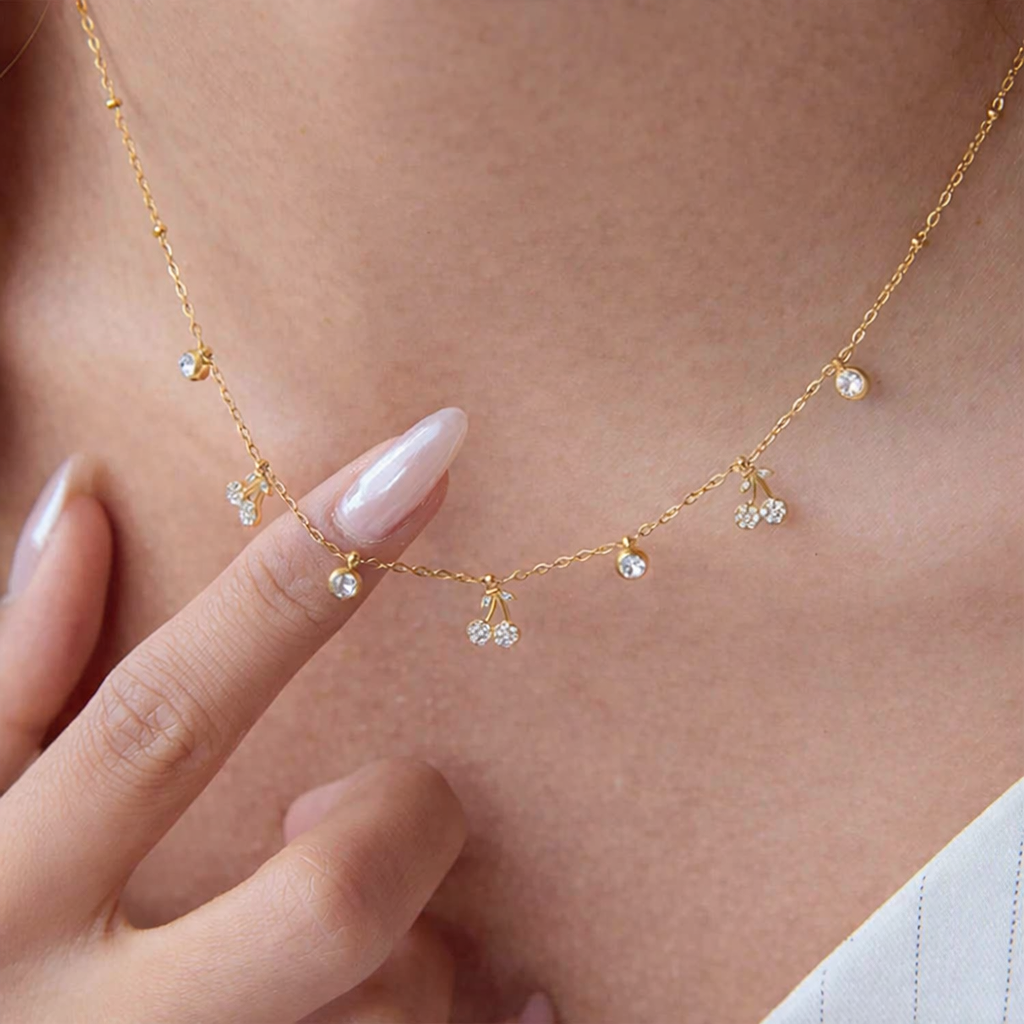 Dainty Cherry Charm Necklace - The Hen Planner