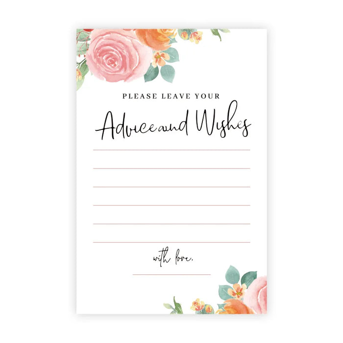 Greeting card with floral design and text for advice and wishes
