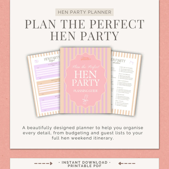 Hen Program Guide Close-up of a printable hen party planner showing the guest list ...