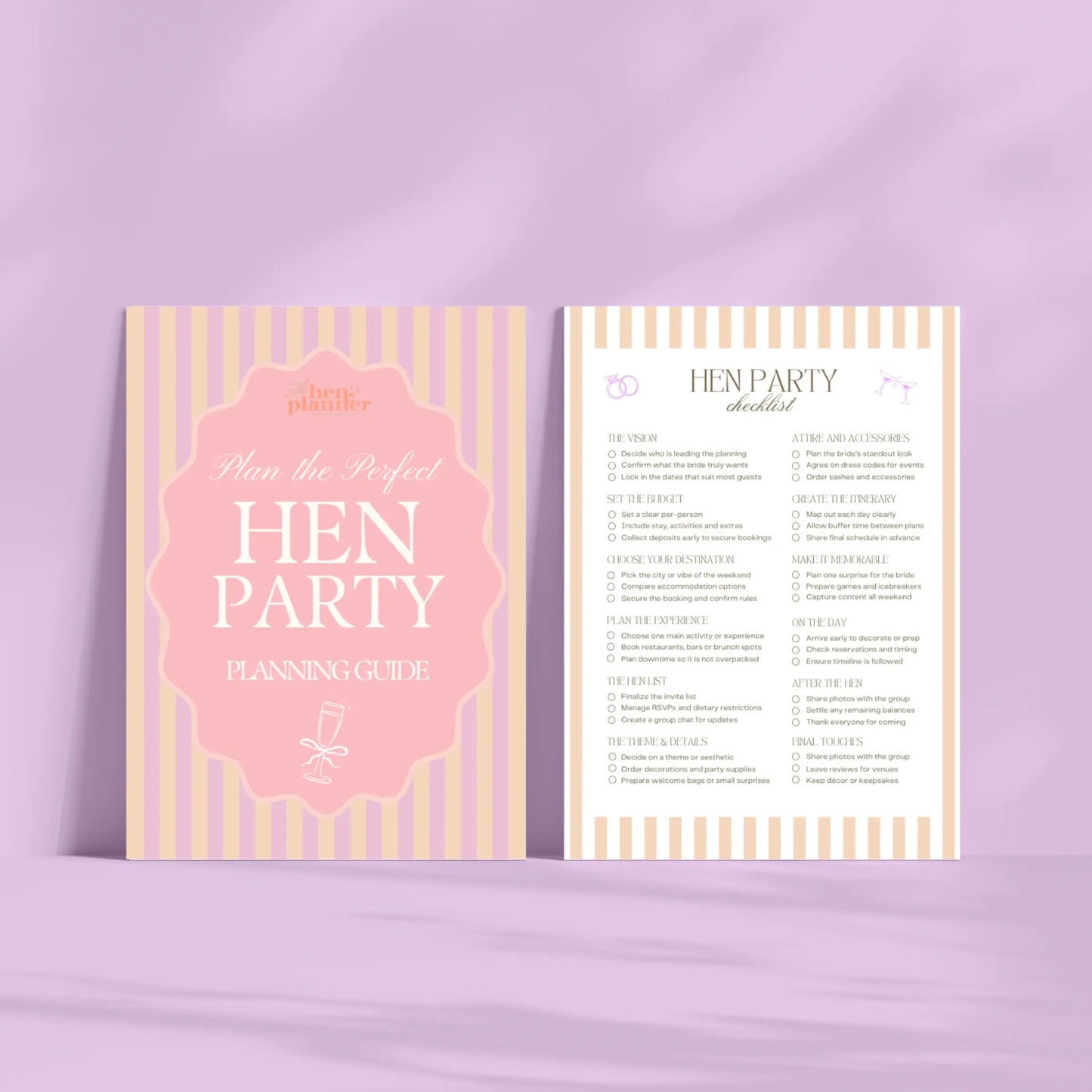 8-page ultimate hen party planning guide and digital checklist template - The Hen Planner printable pack