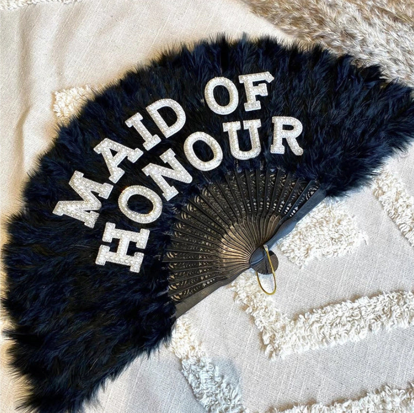 Black Feather Bridesmaid & Maid of Honour Fan