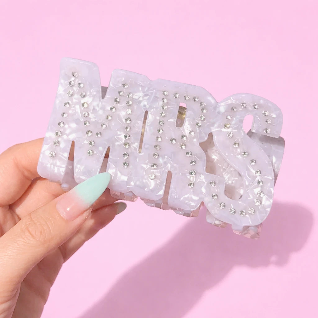 Pearl Letter Hair Claw Clip | Bride, Mrs & Wifey Hair Clip