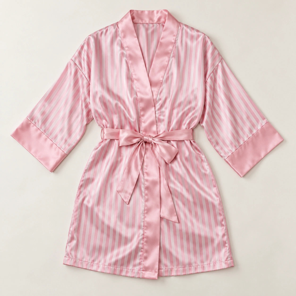 Pink Stripe Satin Robe